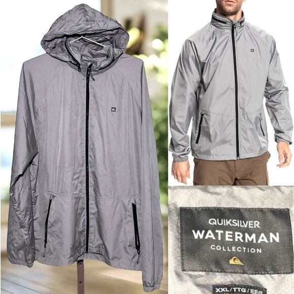 QUICKSILVER Waterman Shell Shock Water Resistant Windbreaker Rain Jacket XXL - Picture 1 of 12